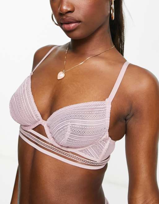 ASOS DESIGN – Nettie – Dimrosa bygelbehå i filament och nät, 2 av 4
