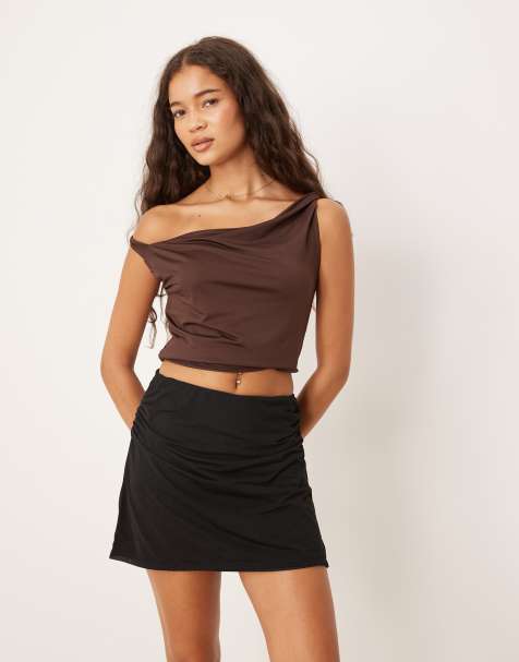 ASOS DESIGN – Netzstoff-Minirock in Schwarz mit Raffung - view 1
