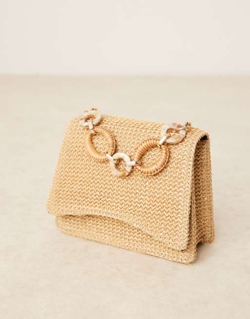 ASOS DESIGN – Neutral axelremsväska i strå och harts med handtag, 2 av 4