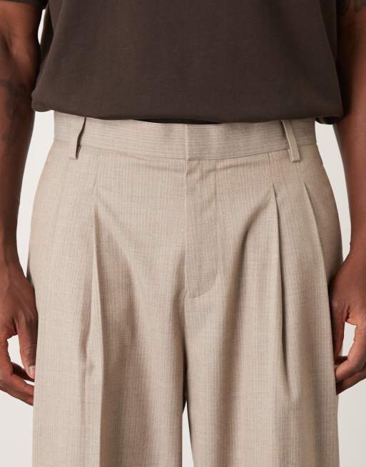 ASOS DESIGN - Neutrale habitbukser med brede ben og nålestriber, 5 af 5