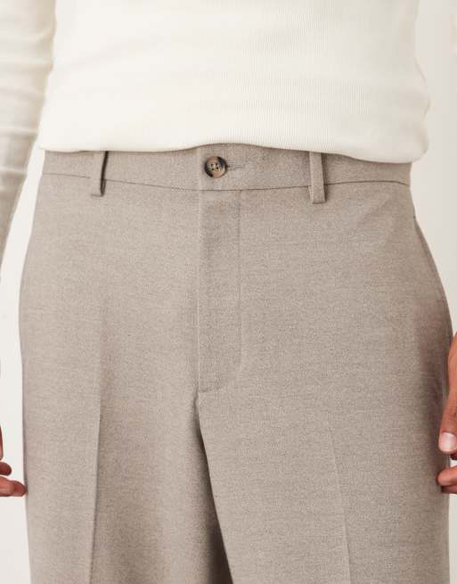 ASOS DESIGN - Neutralt farvede habitbukser med barrel-ben i børstet twill, 4 af 5
