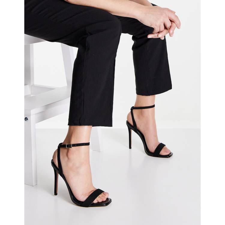 ASOS DESIGN Neva barely there heeled sandals in black