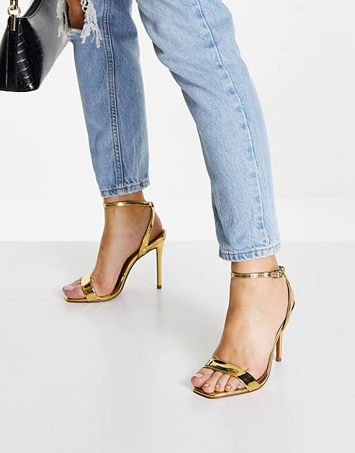 Shoes Heels/Neva barely there heeled sandals in gold 