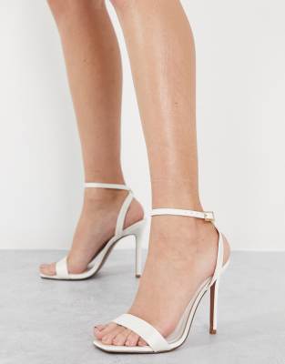 ASOS DESIGN Neva barely there heeled sandals in ivory