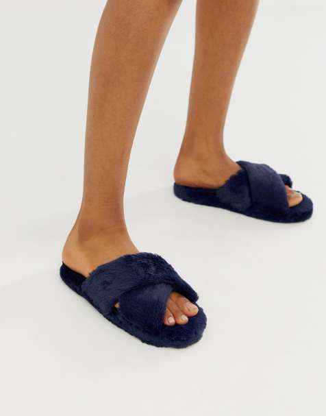 ASOS DESIGN - Neve - Chaussons à brides croisées - Bleu marine