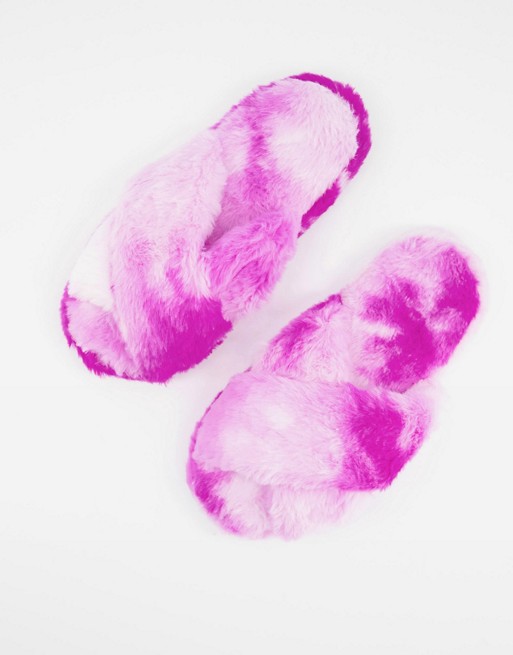 ASOS DESIGN Neve cross strap slider slippers in purple