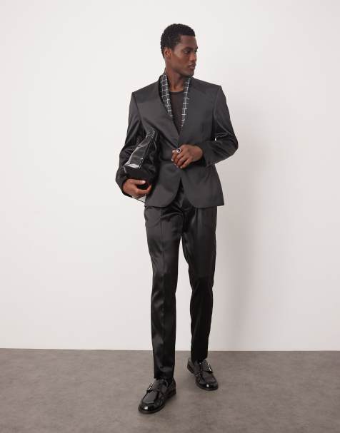 ASOS DESIGN - New - Abito nero in raso skinny senza colletto - view 1