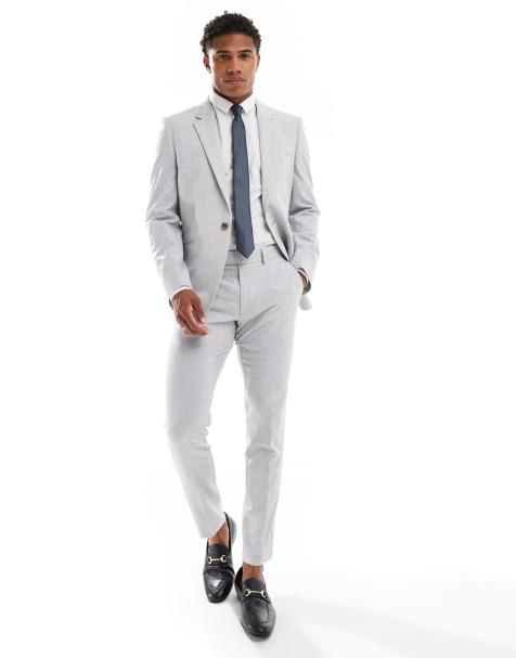 ASOS DESIGN – New – Anzughose in Grau mit engem Schnitt und Kreuzschraffur - view 1