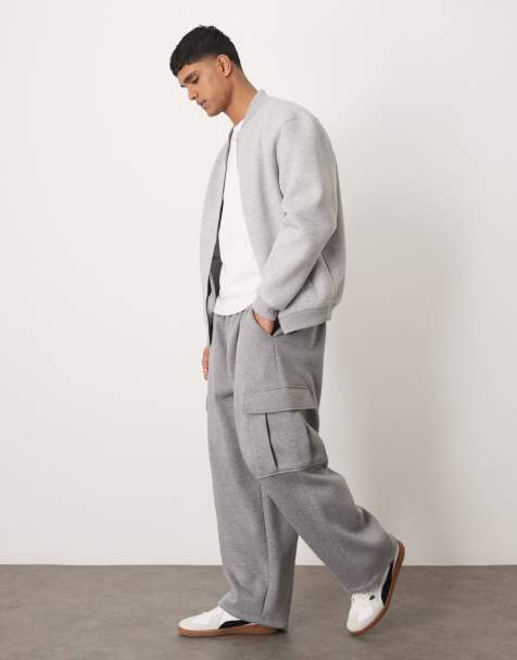 ASOS DESIGN new fit super baggy sweatpants with utility pockets in dark gray heather - view 1