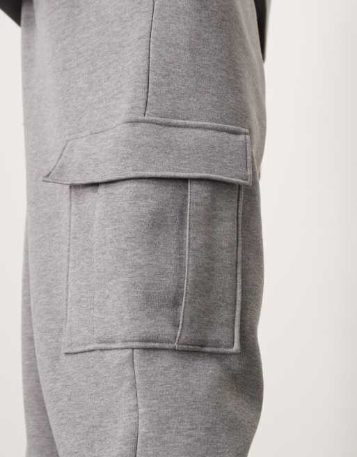 ASOS DESIGN new fit super baggy sweatpants with utility pockets in dark gray heather, 5 of 5