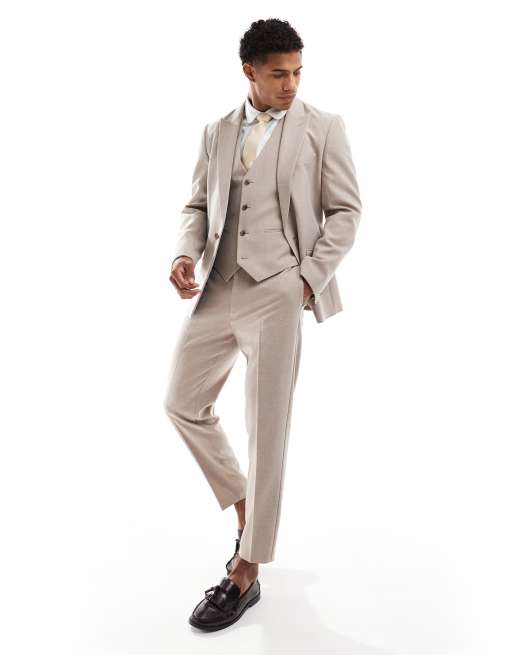 ASOS DESIGN - New - Giacca da abito skinny beige mélange, 3 di 5