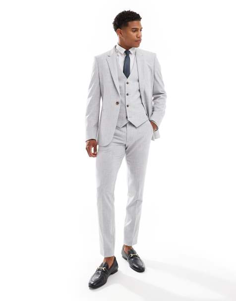 ASOS DESIGN new skinny suit in grey crosshatch texture - view 1