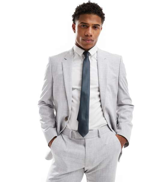 ASOS DESIGN new skinny suit jacket in gray crosshatch texture - view 1