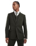 [ASOS DESIGN] ASOS DESIGN New skinny suit jacket in wool blend olive green herringbone Chest 42 Regular Olive green