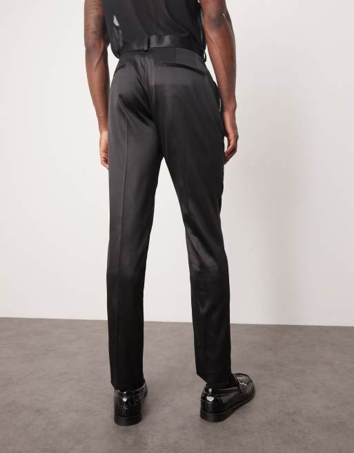 ASOS DESIGN New skinny suit pants in black satin ASOS