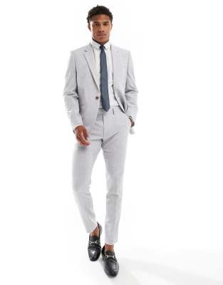Asos Design New Skinny Suit Pants In Gray Crosshatch Texture