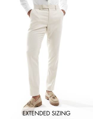 Asos Design Slim With Linen Suit Pants In Stone-neutral