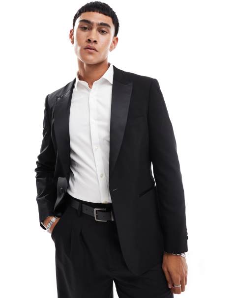 ASOS DESIGN new skinny tuxedo jacket in black - view 1