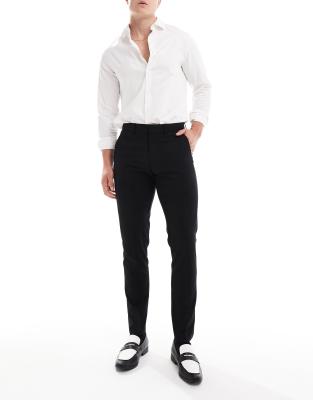 ASOS DESIGN new skinny tuxedo trousers in black