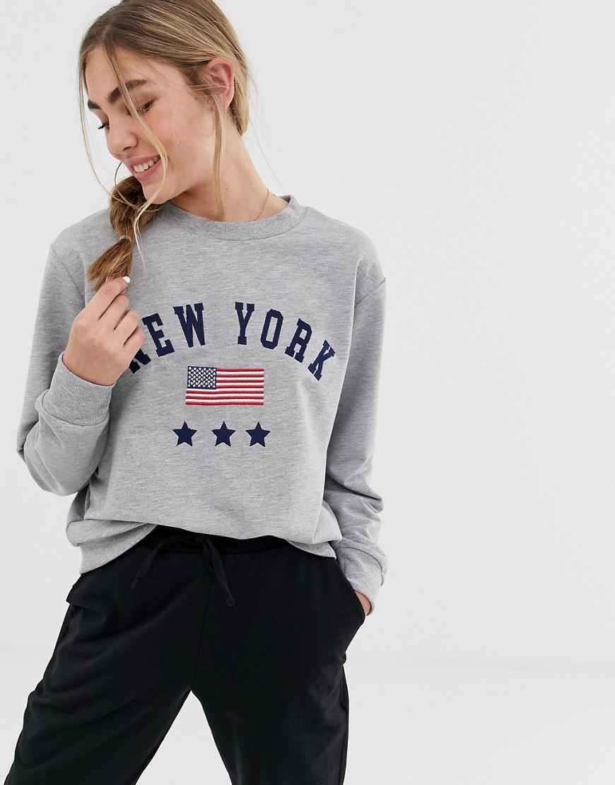 ASOS DESIGN - New York City - Lounge sweater-Grijs