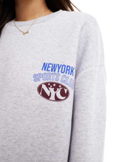 ASOS DESIGN New York Sports Club sweatshirt in heather gray