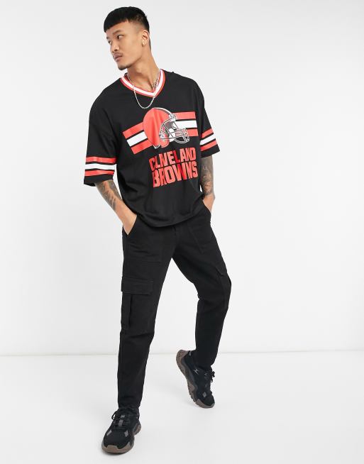 ASOS DESIGN NFL Cleveland Browns oversized v neck sporty t-shirt