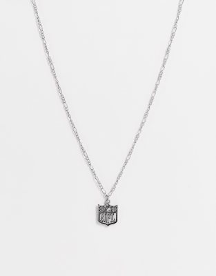ASOS DESIGN NFL logo pendant and figaro necklace in silver tone - ASOS Price Checker