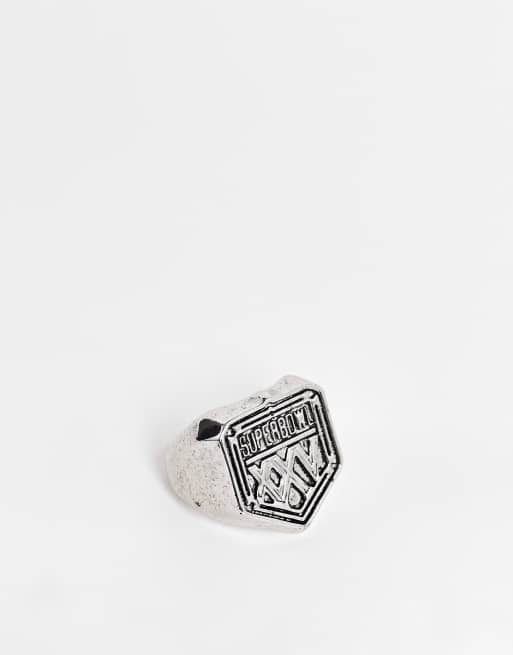 ASOS DESIGN - NFL Superbowl - Zegelring in zilverkleur