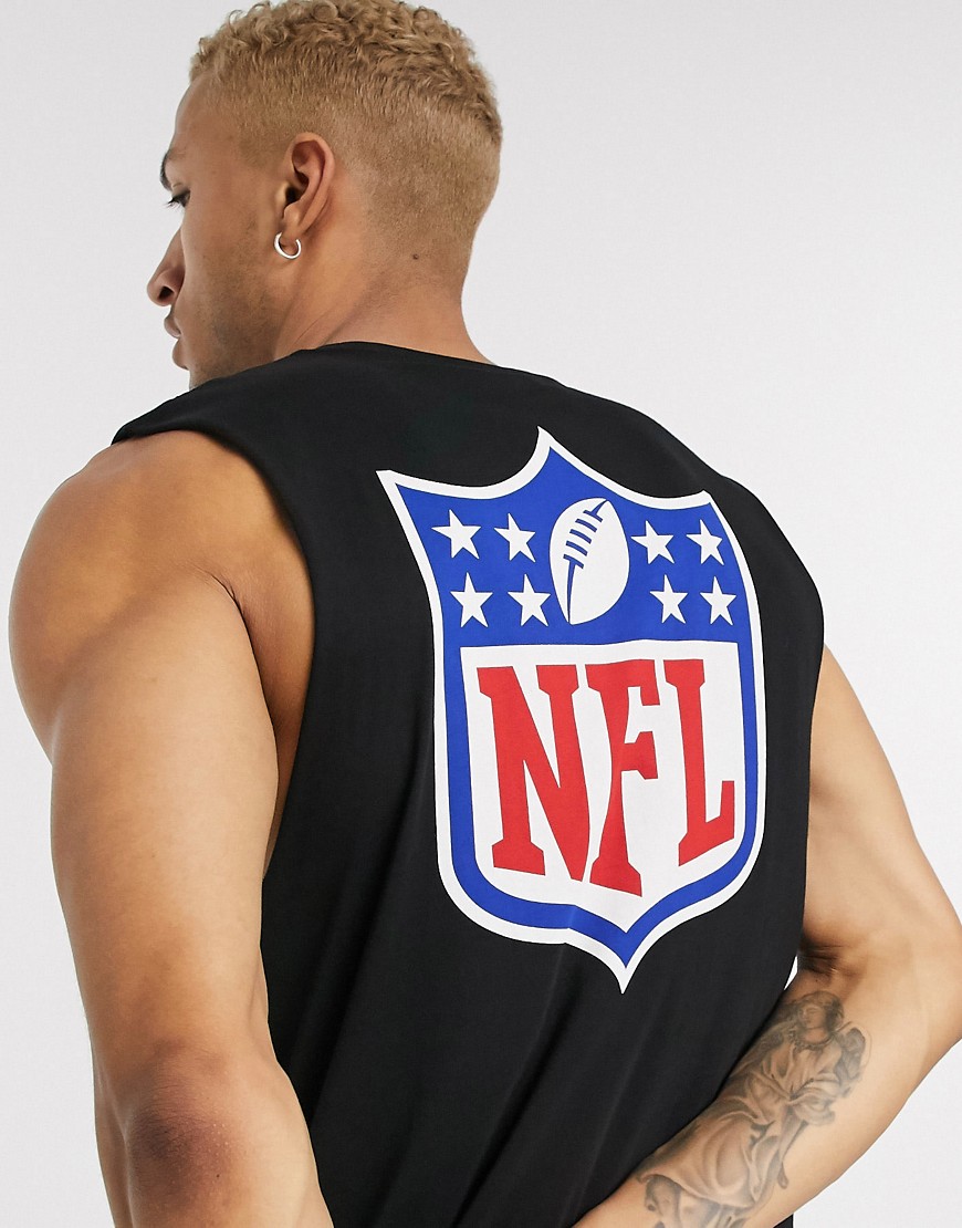 ASOS DESIGN NFL - T-shirt comoda senza maniche con stemma NFL grande-Nero