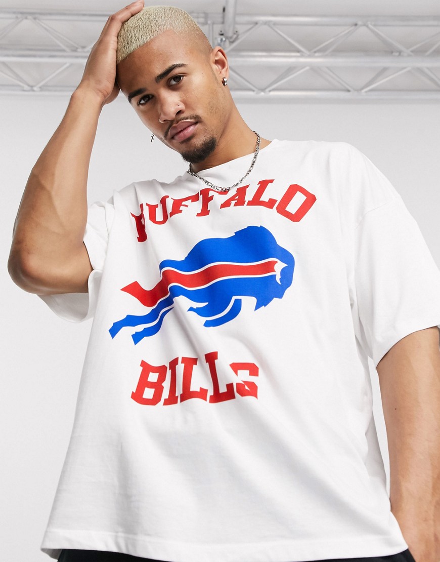 ASOS DESIGN NFL - T-shirt oversize con stampa Buffalo Bill's sul davanti-Bianco
