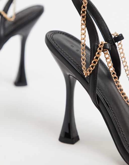 Black and gold sales chain heels