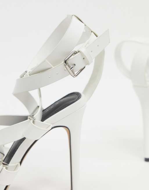 ASOS DESIGN Nice gladiator heeled sandals in white ASOS