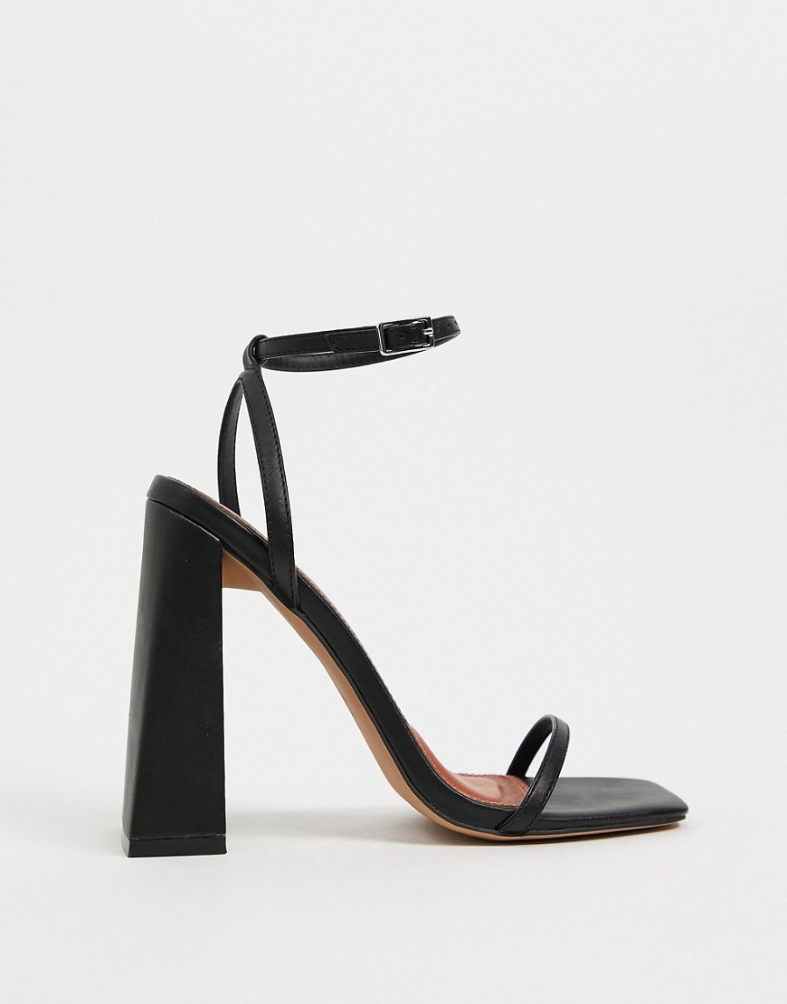 ASOS DESIGN Niche barely there block heeled sandals in black