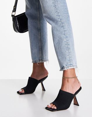ASOS DESIGN Nickle knitted heeled mules in black