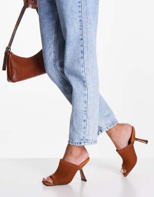 ASOS DESIGN Nickle knitted heeled mules in tan