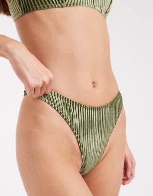 Asos Design Nicky Soft Ribbed High Leg Thong In Multi