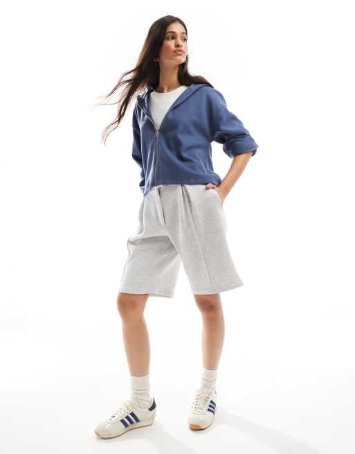 ASOS DESIGN – Niebieska bardzo miękka bluza z kapturem o pudełkowym kroju z zapięciem na zamek