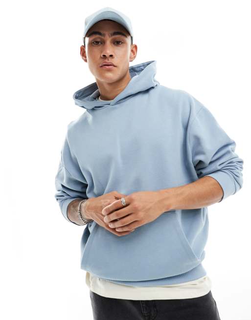 ASOS DESIGN – Niebieska bluza oversize z kapturem i nadrukiem wzdłuż kręgosłupa, 2 z 4