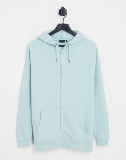 ASOS DESIGN – Niebieska bluza oversize z kapturem zapinana na suwak