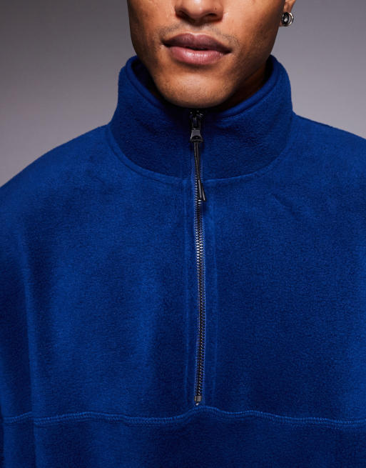 ASOS DESIGN – Niebieska bluza polarowa oversize z golfem i zamkiem pod szyją, 5 z 5