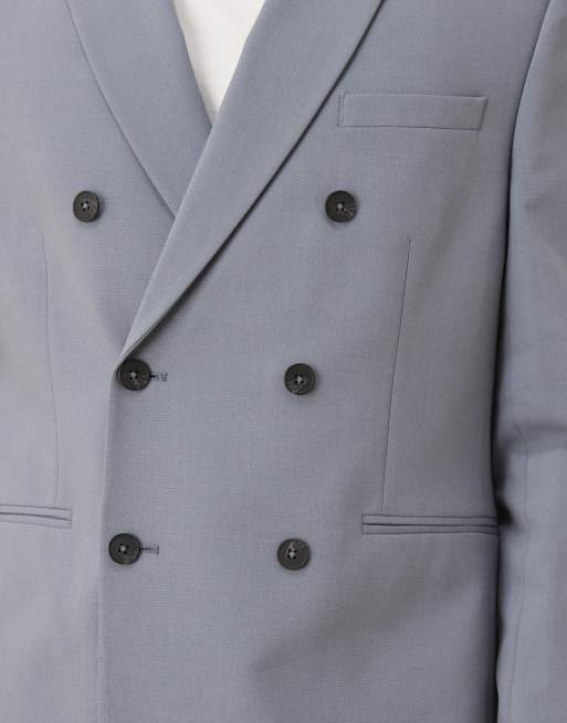 ASOS DESIGN – Niebieska dwurzędowa marynarka garniturowa o regularnym kroju, 5 z 5
