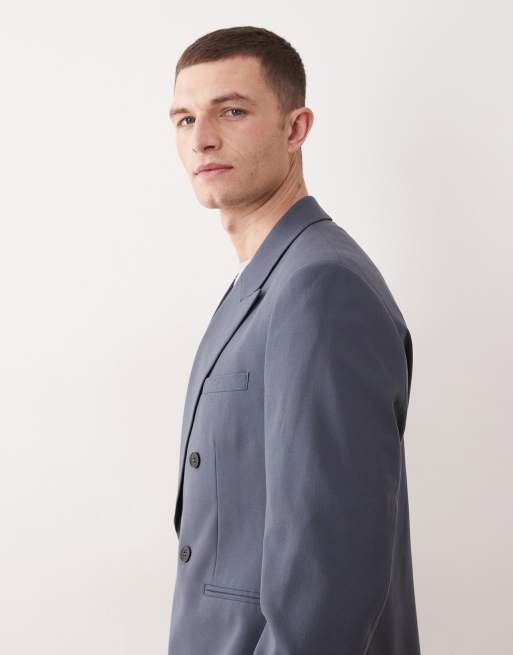 ASOS DESIGN – Niebieska dwurzędowa marynarka garniturowa o regularnym kroju, 5 z 5