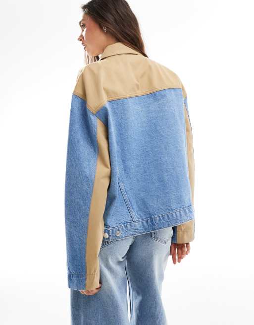 ASOS DESIGN – Niebieska jeansowa kurtka w stylu kowbojskim z łączonych elementów, 3 z 4