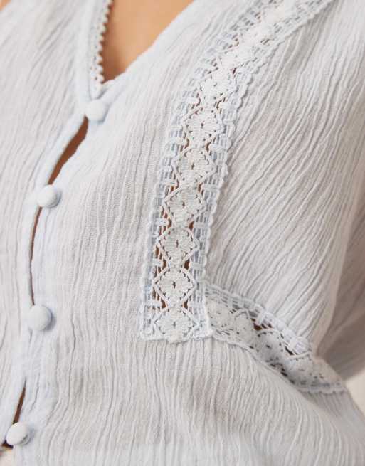 ASOS DESIGN – Niebieska kamizelka z koronkowym wykończeniem, 3 z 4