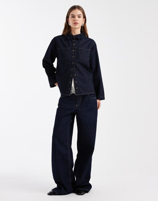 ASOS DESIGN – Niebieska kopertowa koszula jeansowa w stylu vintage, 2 z 4