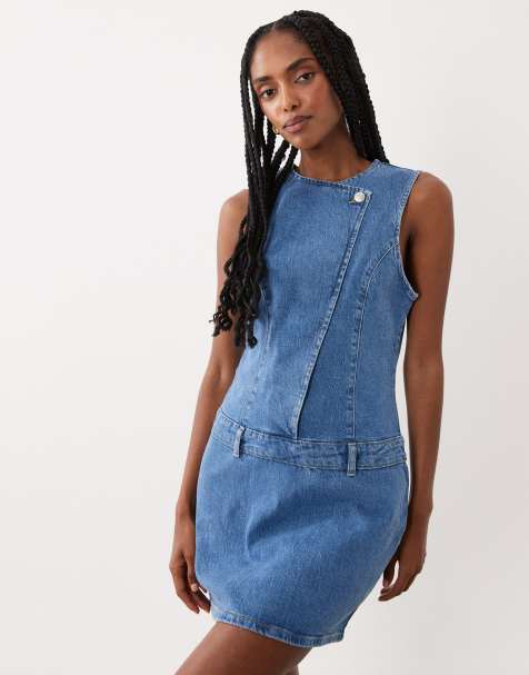 ASOS DESIGN – Niebieska kopertowa sukienka asymetryczna mini - view 1