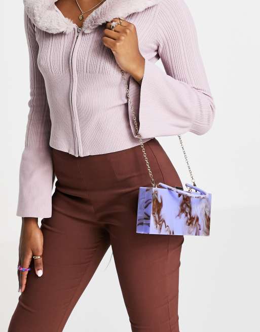 ASOS DESIGN – Niebieska kopertówka z odpinanym łańcuszkiem i marmurkowym wzorem, 4 z 4