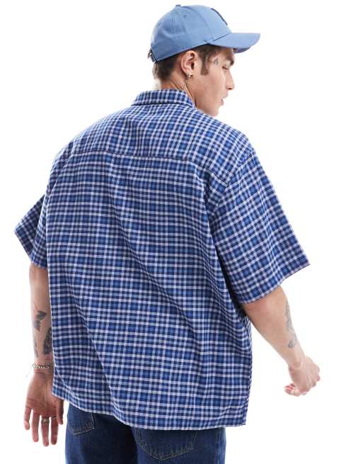 ASOS DESIGN – Niebieska koszula dad fit oversize w kratę, 3 z 4