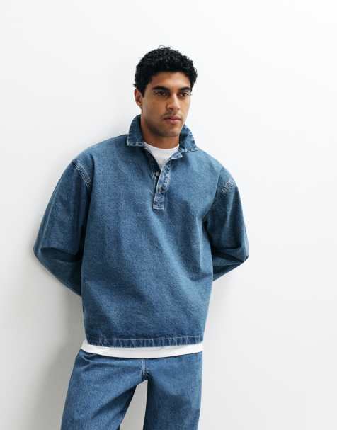 ASOS DESIGN – Niebieska koszula jeansowa oversize z długimi rękawami - view 1
