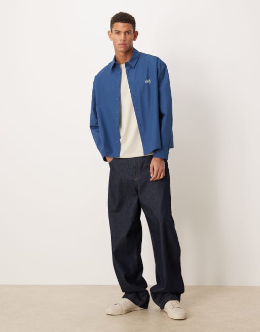 ASOS DESIGN – Niebieska koszula oversize o pudełkowym kroju z napisem, 2 z 5
